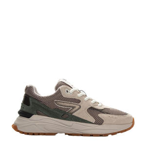 suède sneakers beige/groen/grijs