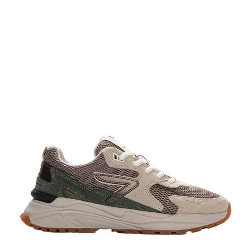 HUB Grid S48 suède sneakers beige/groen/grijs afbeelding