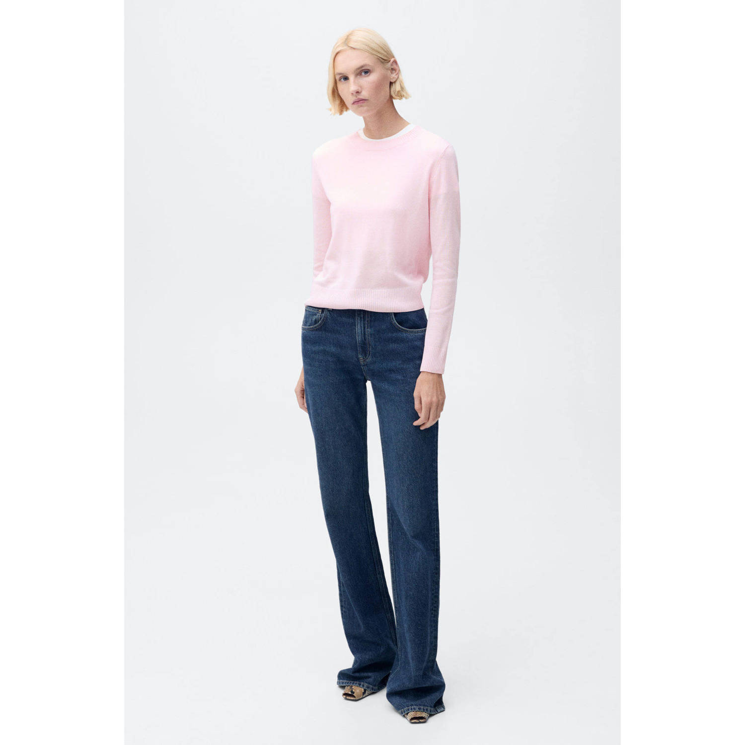 Mango trui roze fijn gebreid