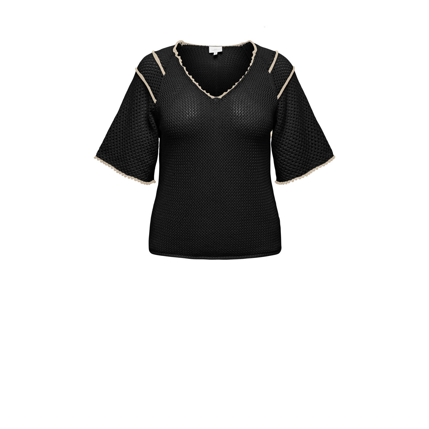 ONLY CARMAKOMA top zwart gehaakt
