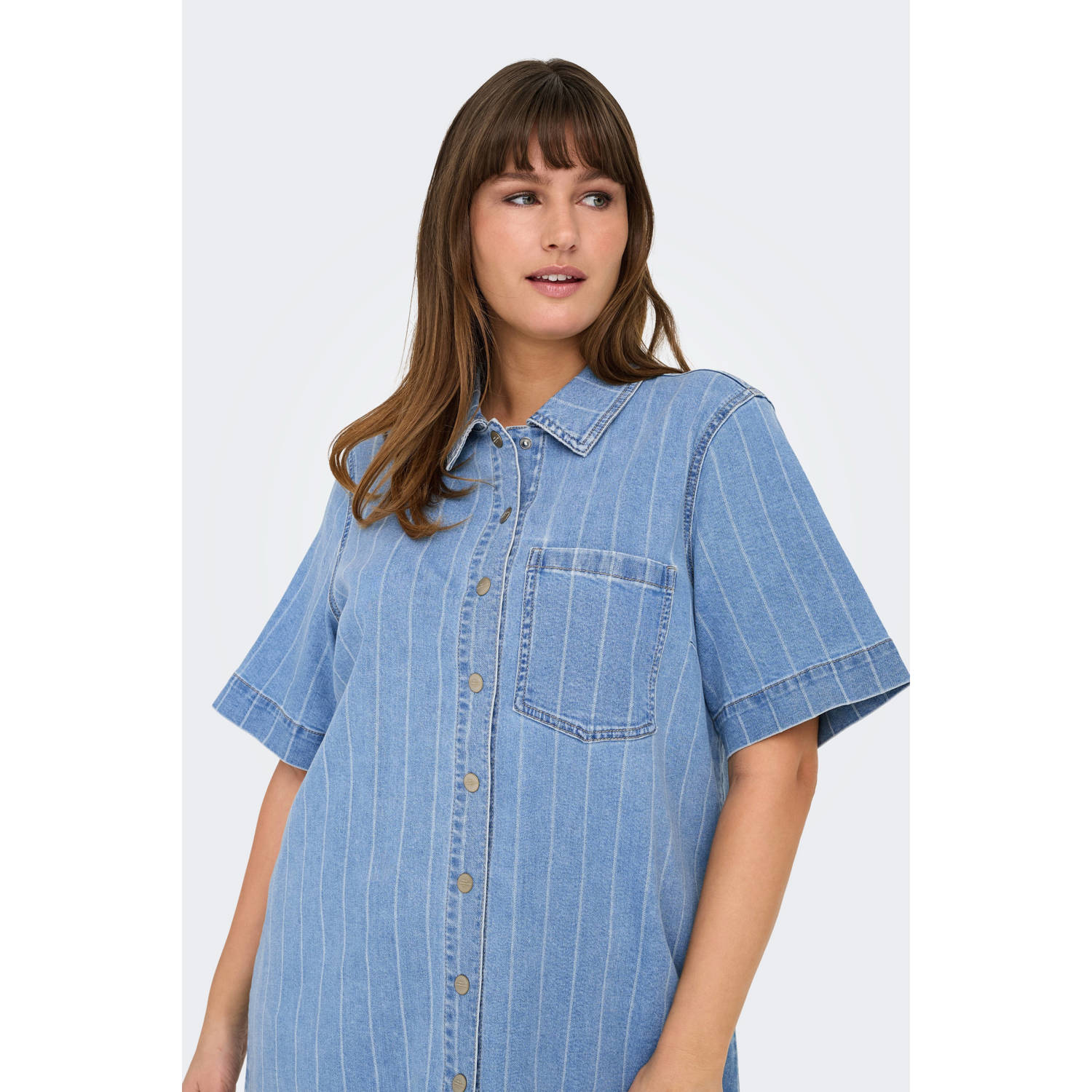 ONLY CARMAKOMA spijkerjurk light blue denim