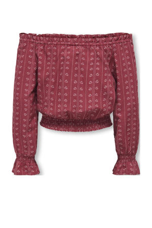 off shoulder top donkerrood