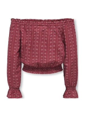 off shoulder top donkerrood