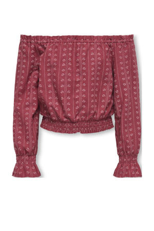 off shoulder top donkerrood