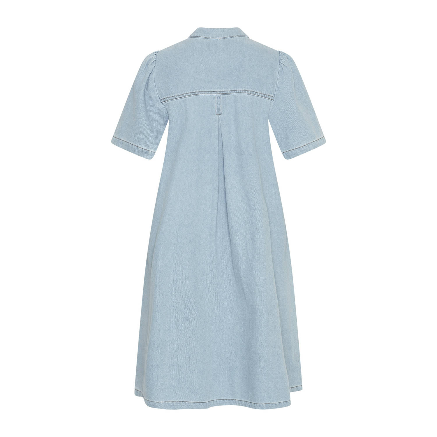 MSCH Copenhagen denim midi jurk light blue denim