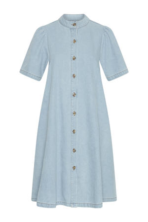 denim midi jurk light blue denim
