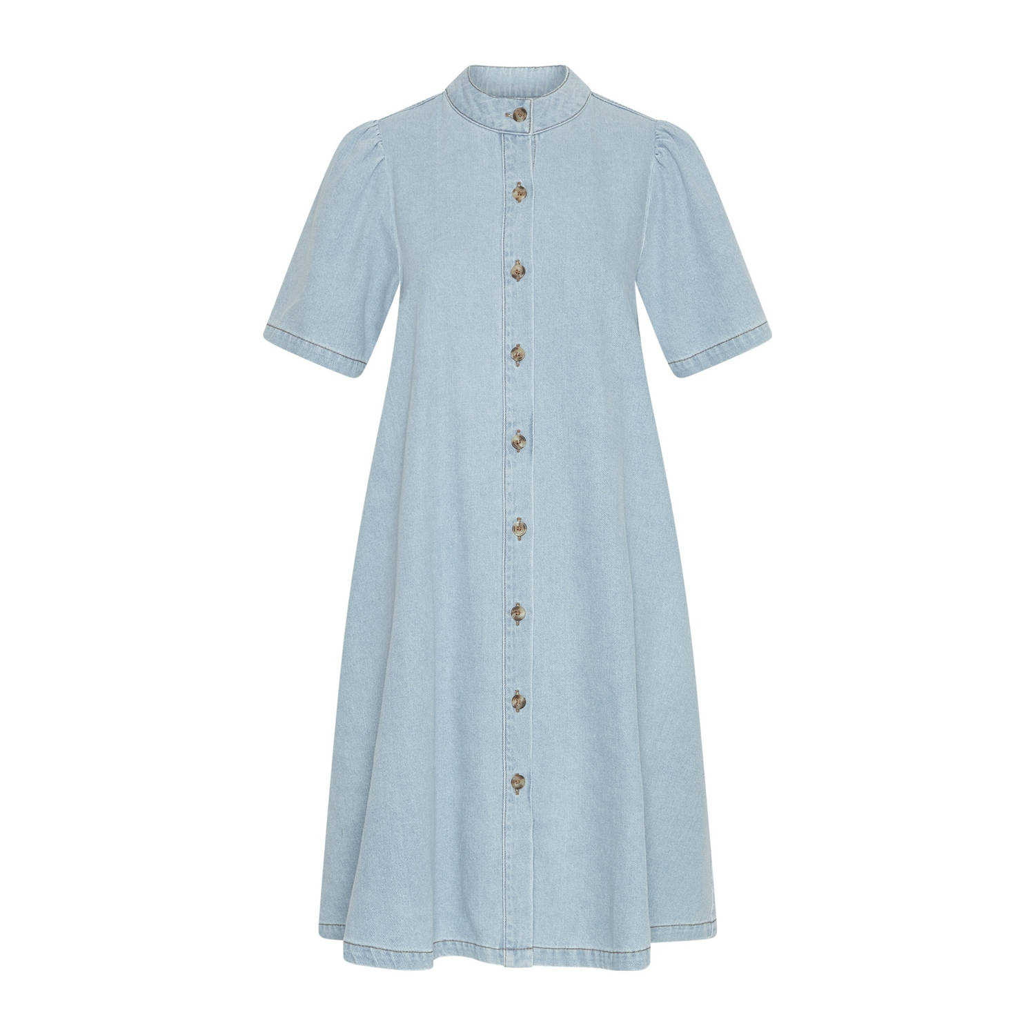 MSCH Copenhagen denim midi jurk light blue denim