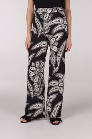 wide leg low waist broek zwart
