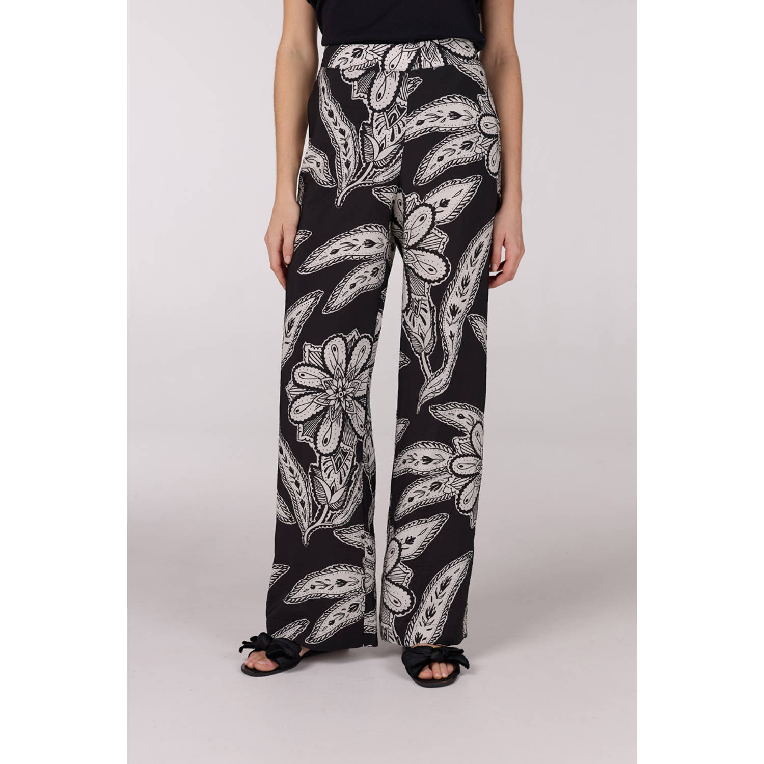 JANSEN Amsterdam wide leg low waist broek zwart