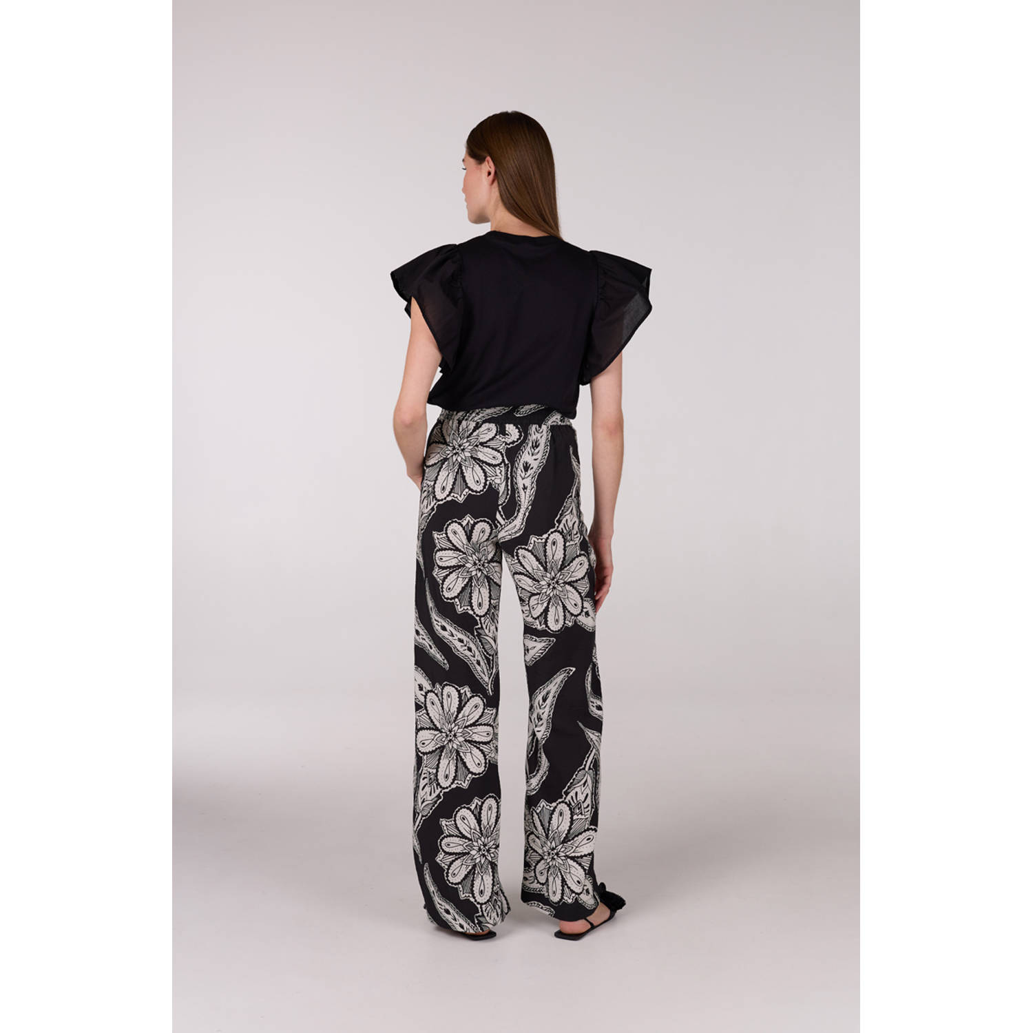 JANSEN Amsterdam wide leg low waist broek zwart