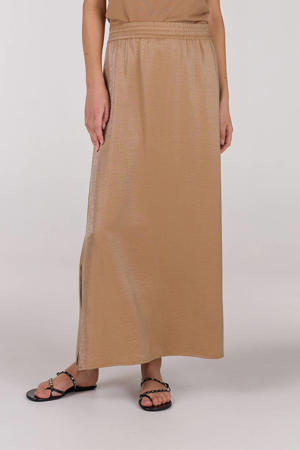 satijnen maxi rok camel