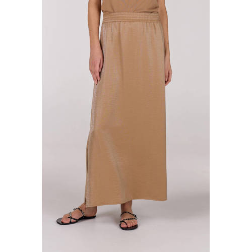 JANSEN Amsterdam satijnen maxi rok camel afbeelding
