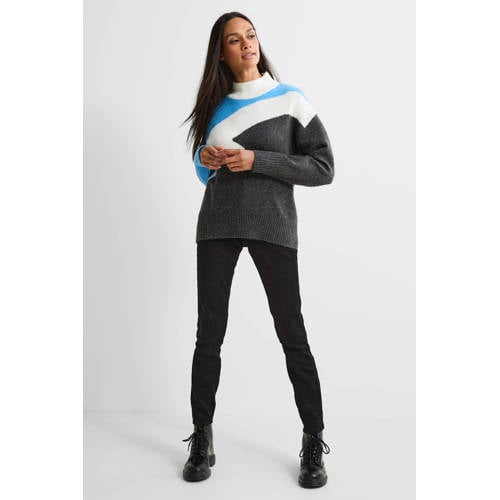 anytime trui met opstaande kraag blauw afbeelding