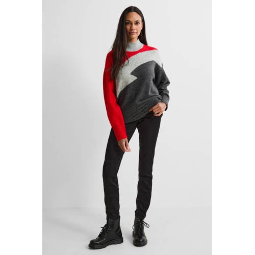 anytime trui met opstaande kraag rood afbeelding