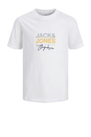 thumbnail: Witte jongens JACK & JONES JUNIOR T-shirt van katoen met logo dessin, korte mouwen en ronde hals
