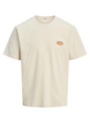 thumbnail: Ecru jongens JACK & JONES JUNIOR T-shirt van katoen met backprint, korte mouwen en ronde hals