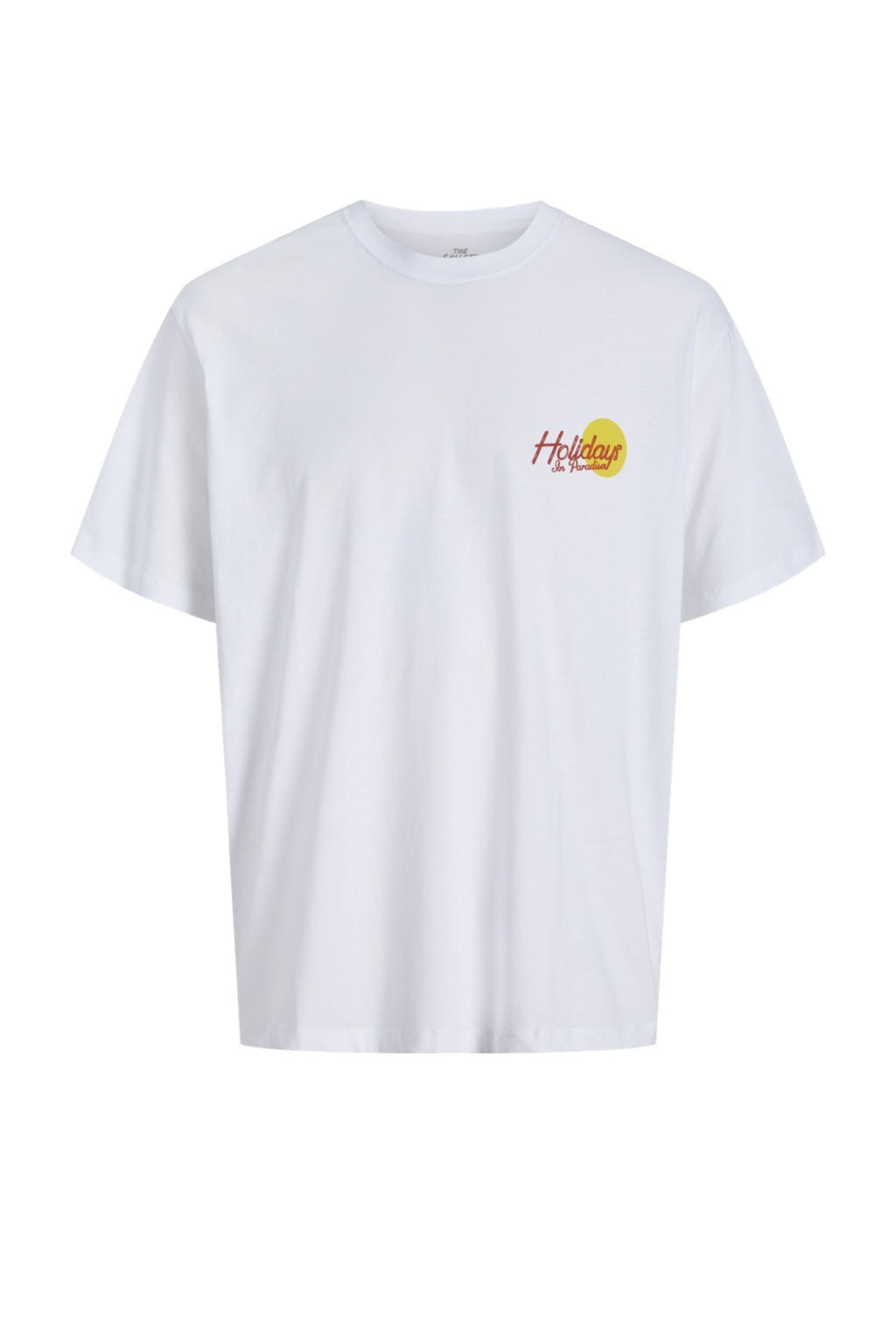 Witte jongens JACK & JONES JUNIOR T-shirt van katoen met backprint, korte mouwen en ronde hals