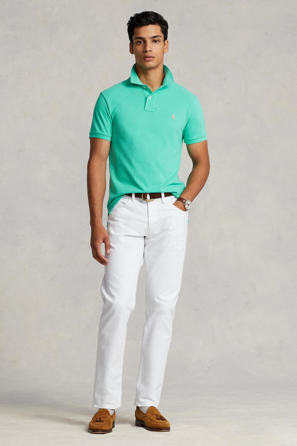 Groene heren Polo Ralph Lauren slim polo van katoen met effen en korte mouwen