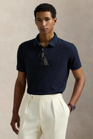 slim polo donkerblauw