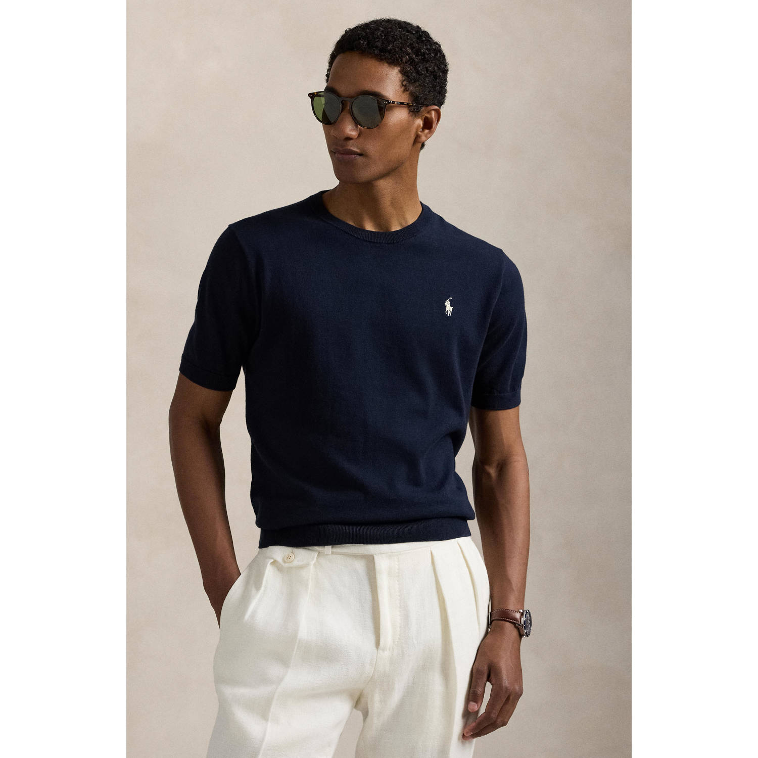 POLO Ralph Lauren T-shirt fijn gebreid donkerblauw