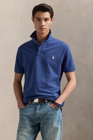 slim polo blauw