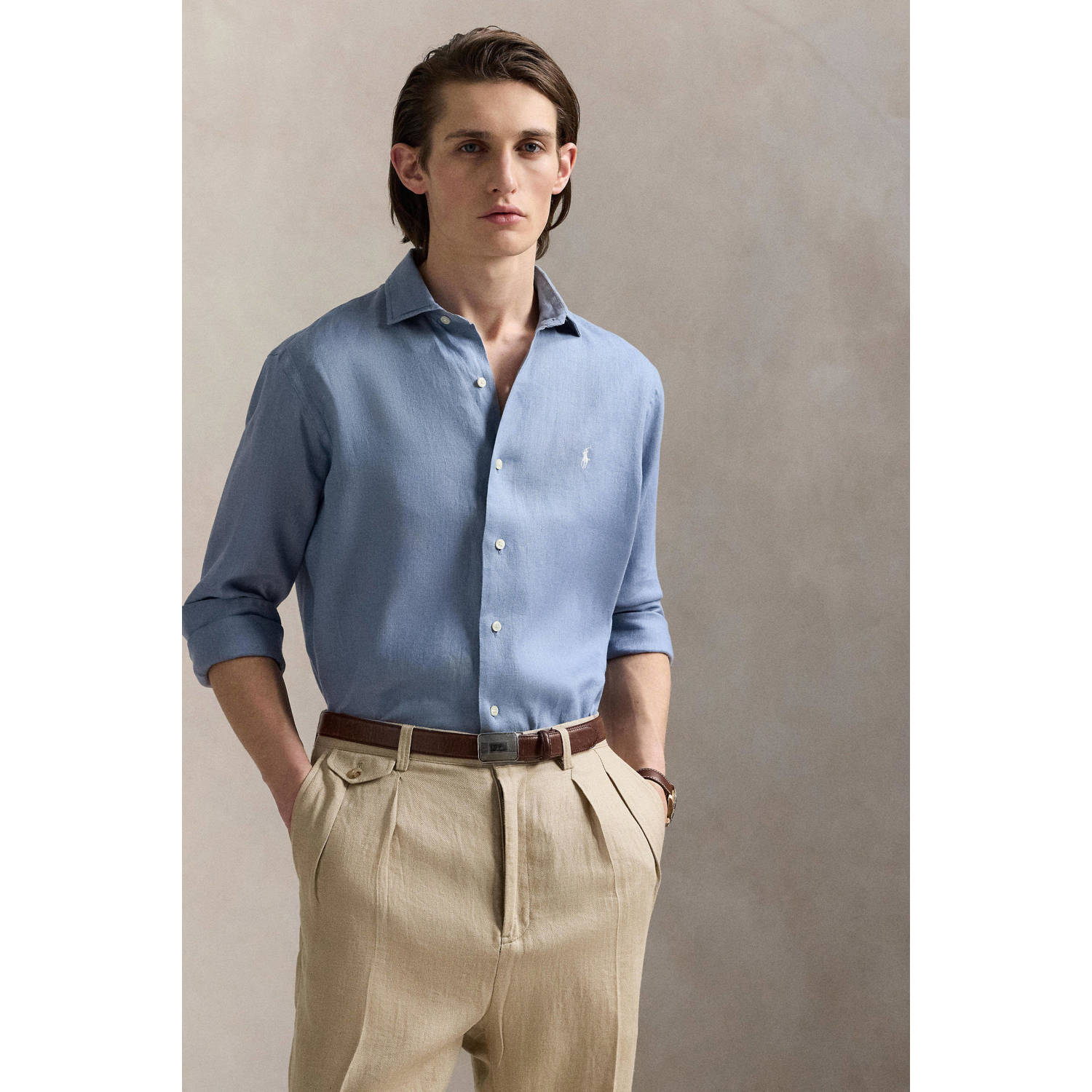 POLO Ralph Lauren linnen casual overhemd blauw