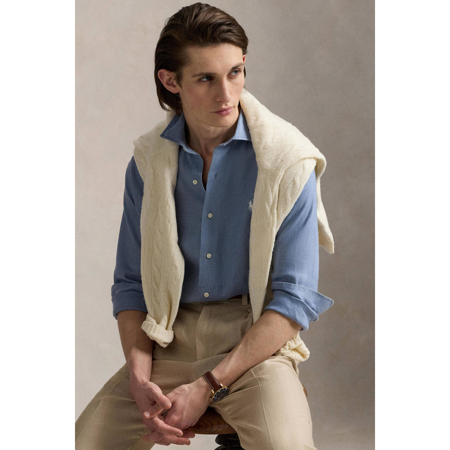 POLO Ralph Lauren linnen casual overhemd blauw