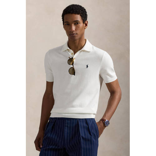Polo Ralph Lauren regular polo fijn gebreid wit afbeelding