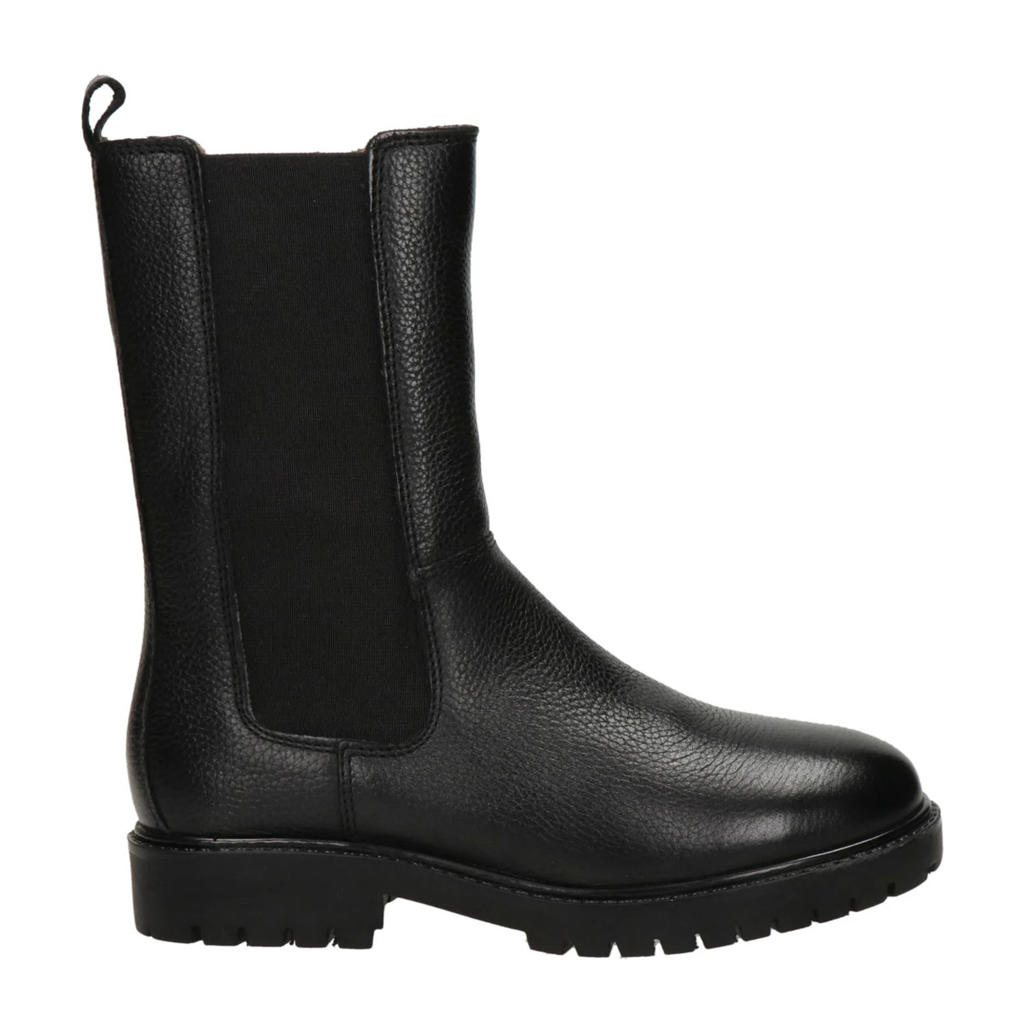 Zwarte meisjes Nelson Kids leren laarzen met chunky hak en ritssluiting