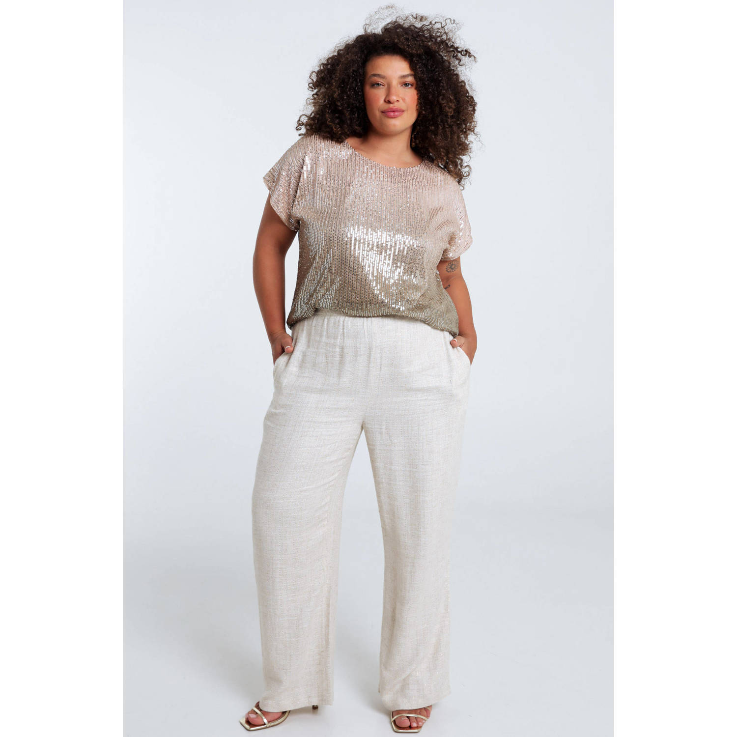Paprika straight regular waist casual broek taupe