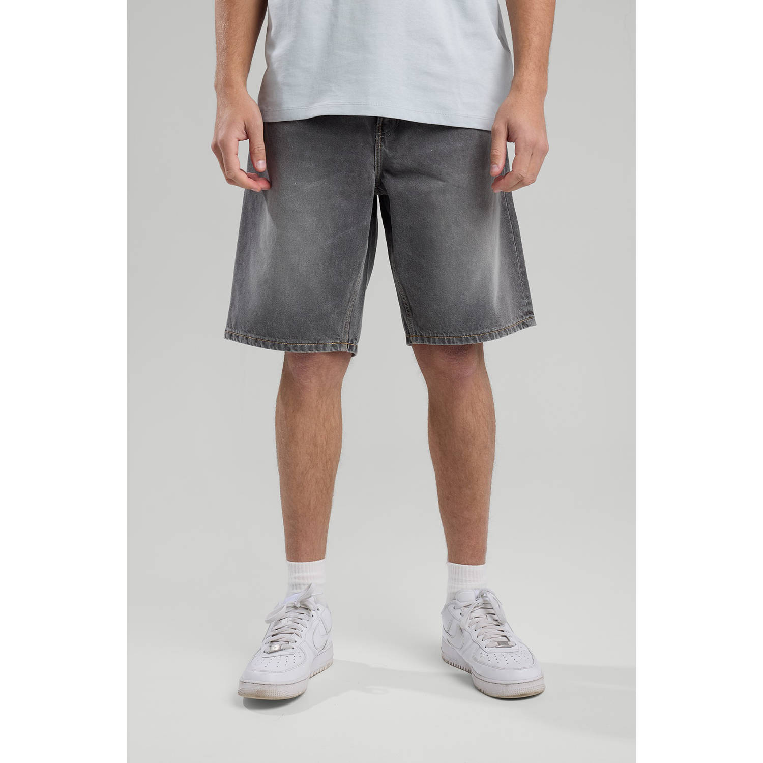 America Today regular denim short grijs