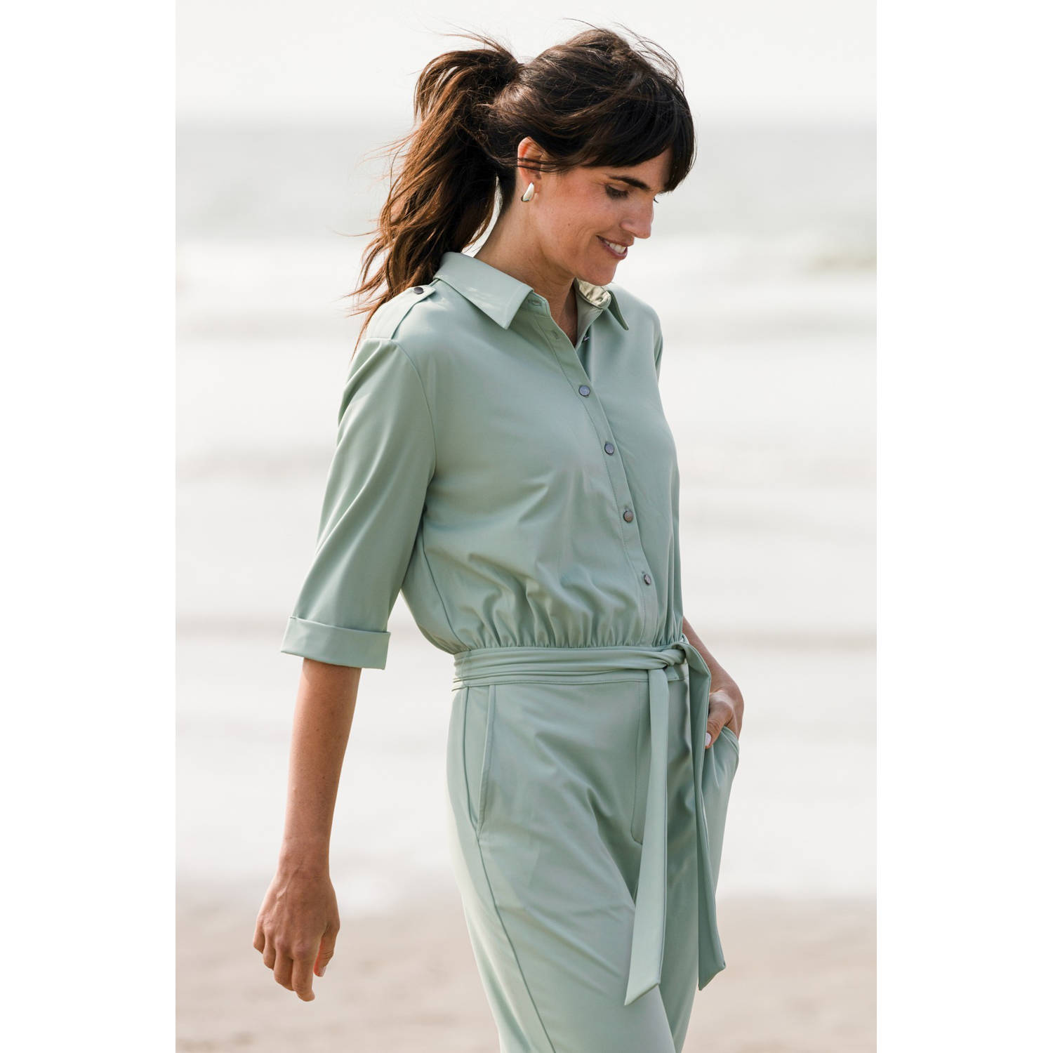 Yest travelstof jumpsuit mintgroen