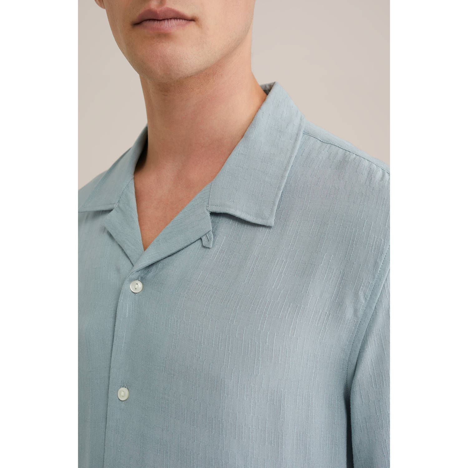 WE Fashion casual overhemd met textuur lichtblauw