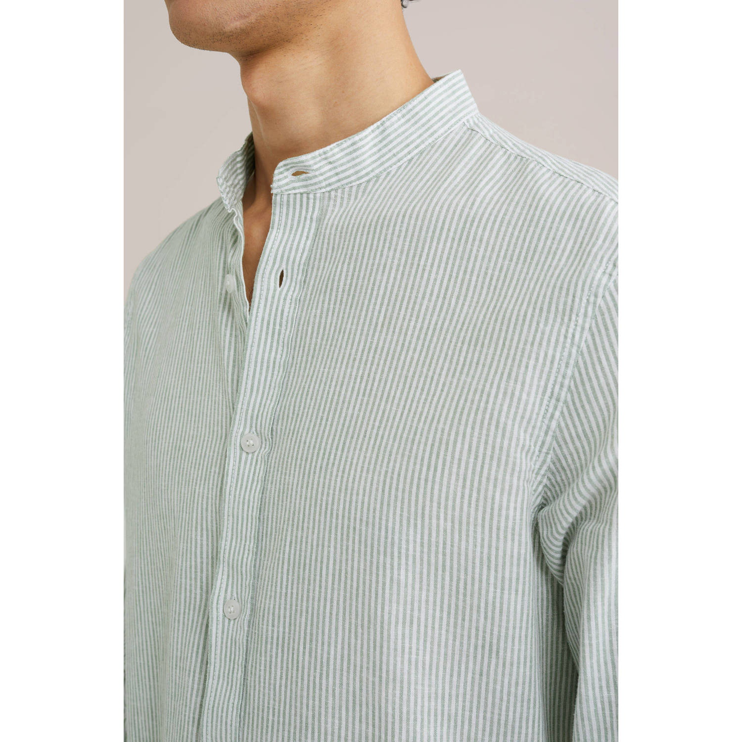 WE Fashion WE Fundamentals linnen casual overhemd groen