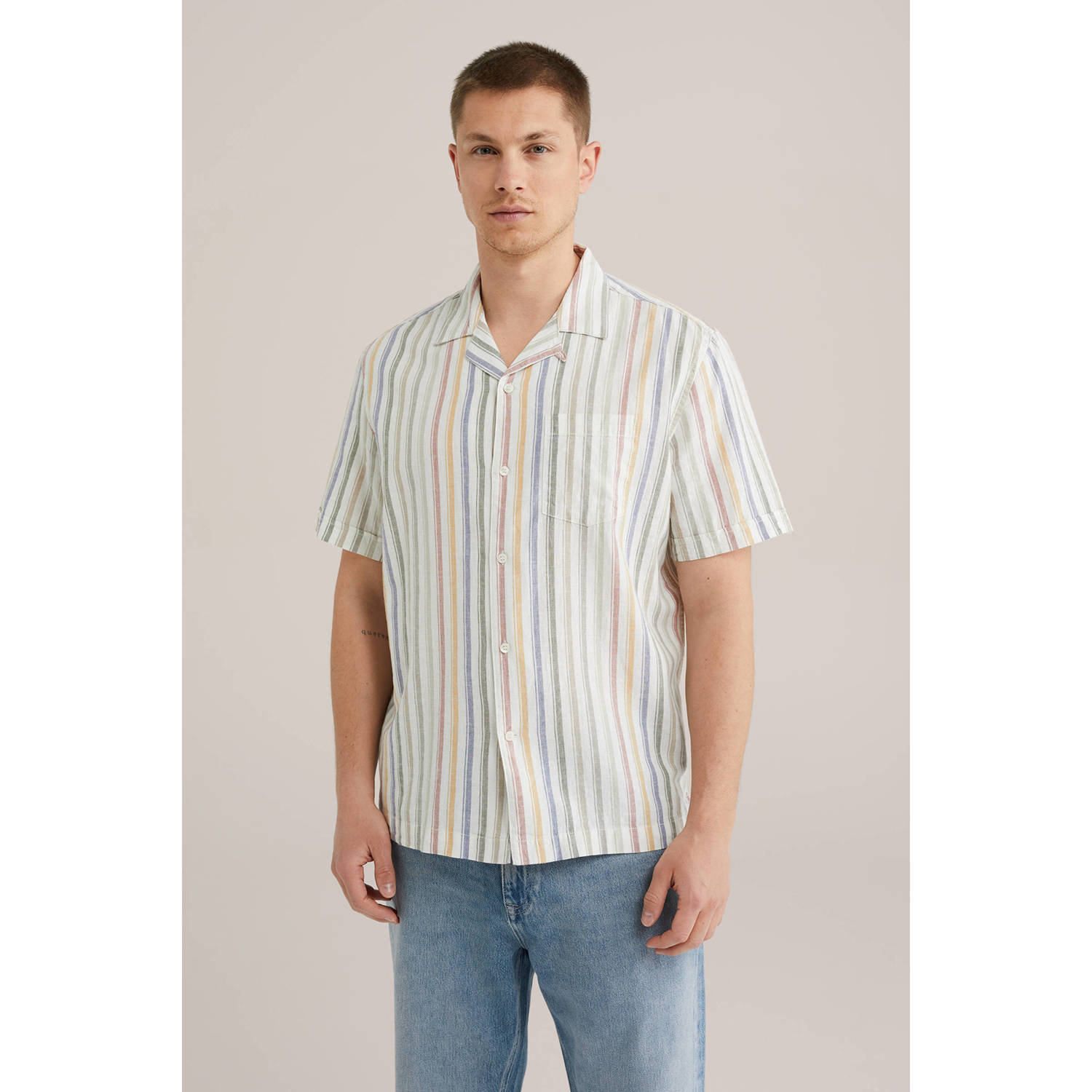 WE Fashion WE Fundamentals linnen casual overhemd multi