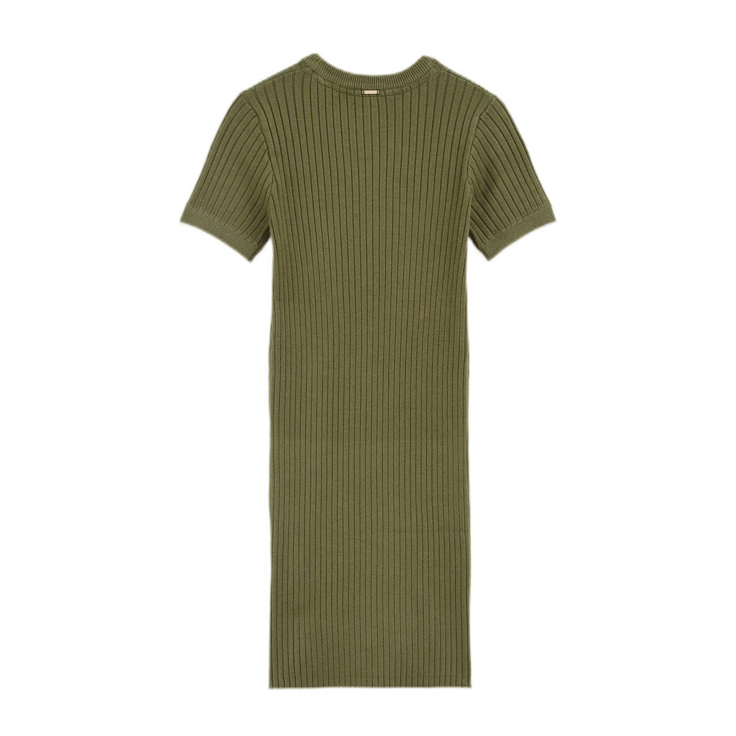 WE Fashion midi jurk rib gebreid olijfgroen