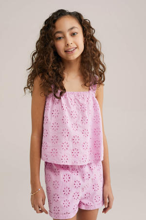 blousetop lichtroze broderie