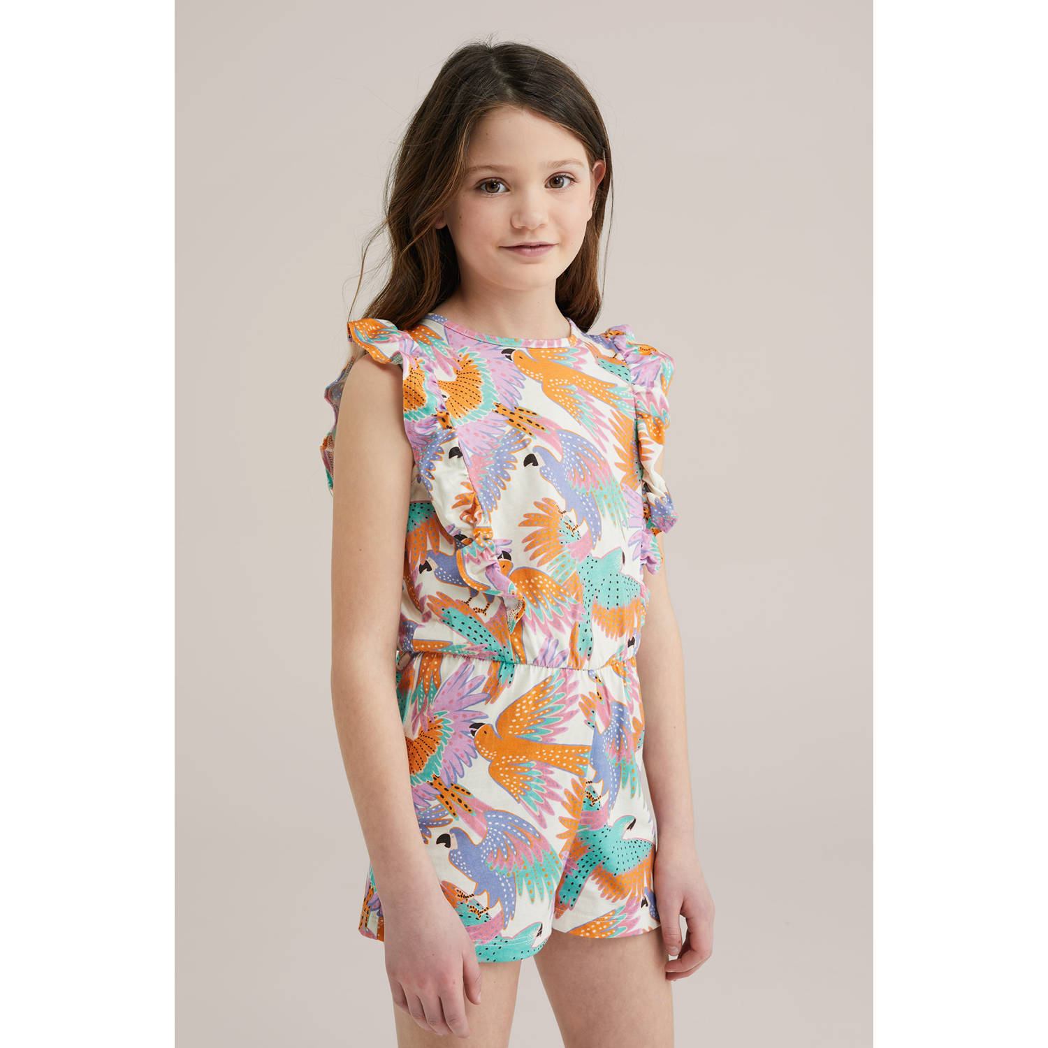 WE Fashion playsuit ecru oranje roze