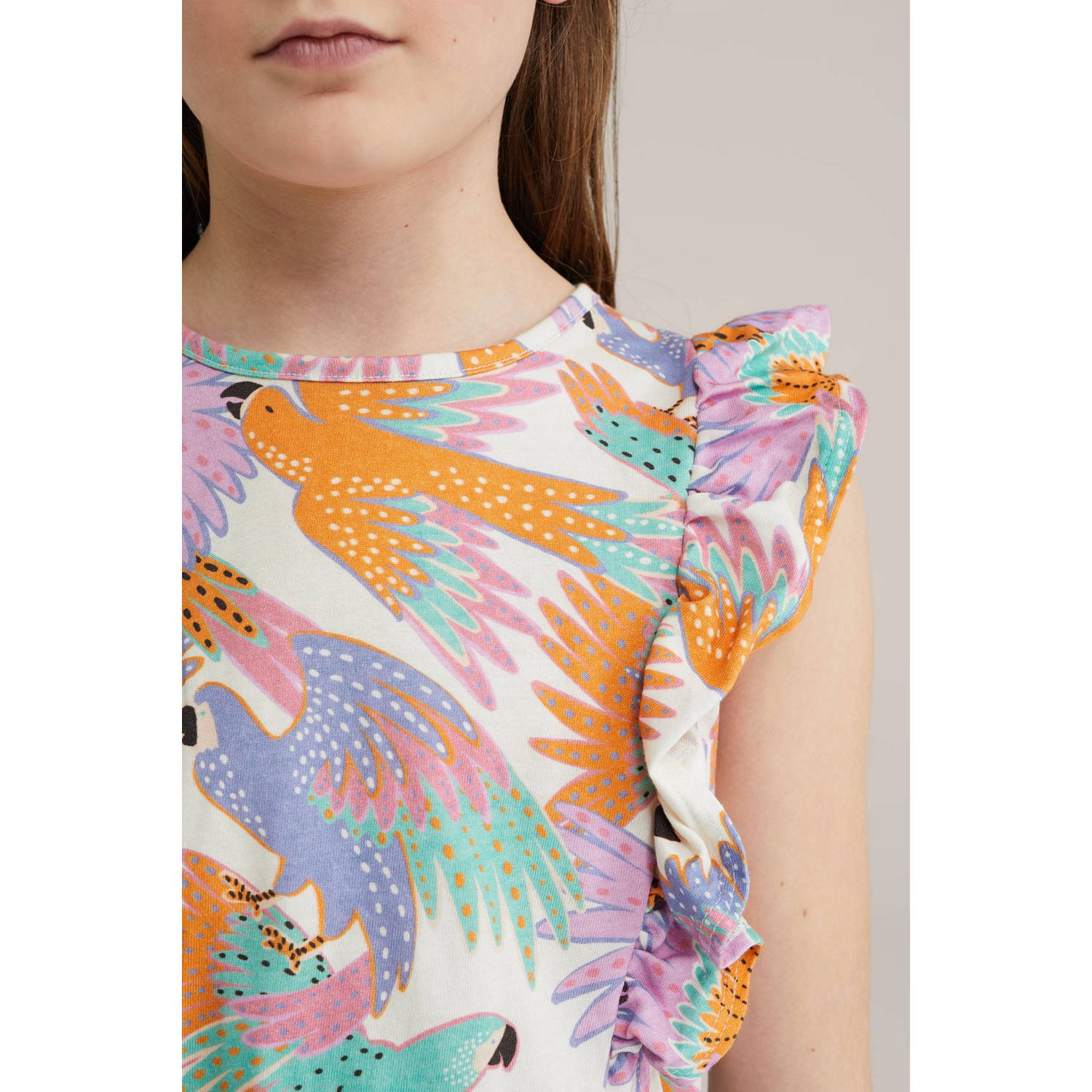 WE Fashion playsuit ecru oranje roze