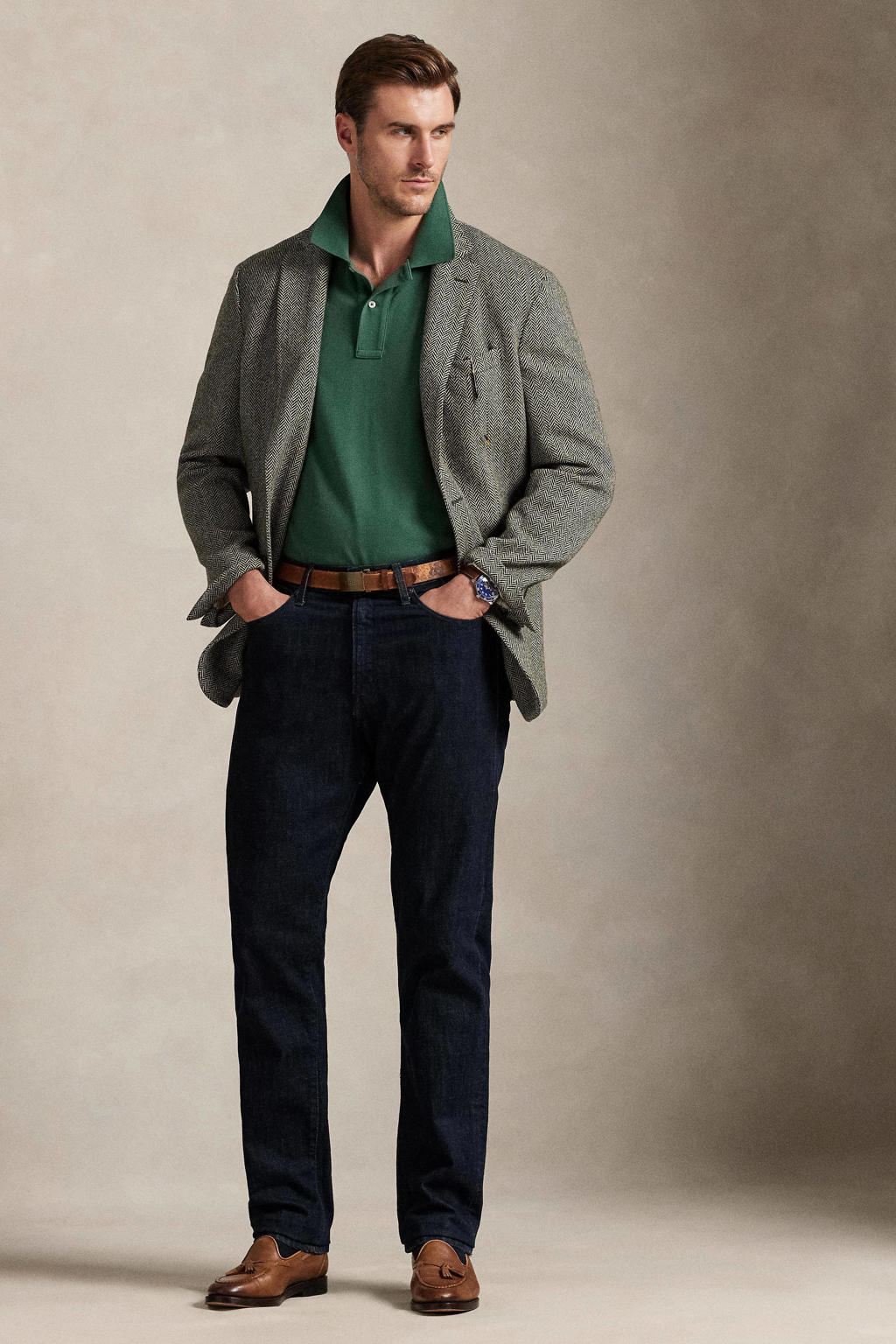 Groene heren Polo Ralph Lauren Big & Tall regular polo van katoen met effen en korte mouwen