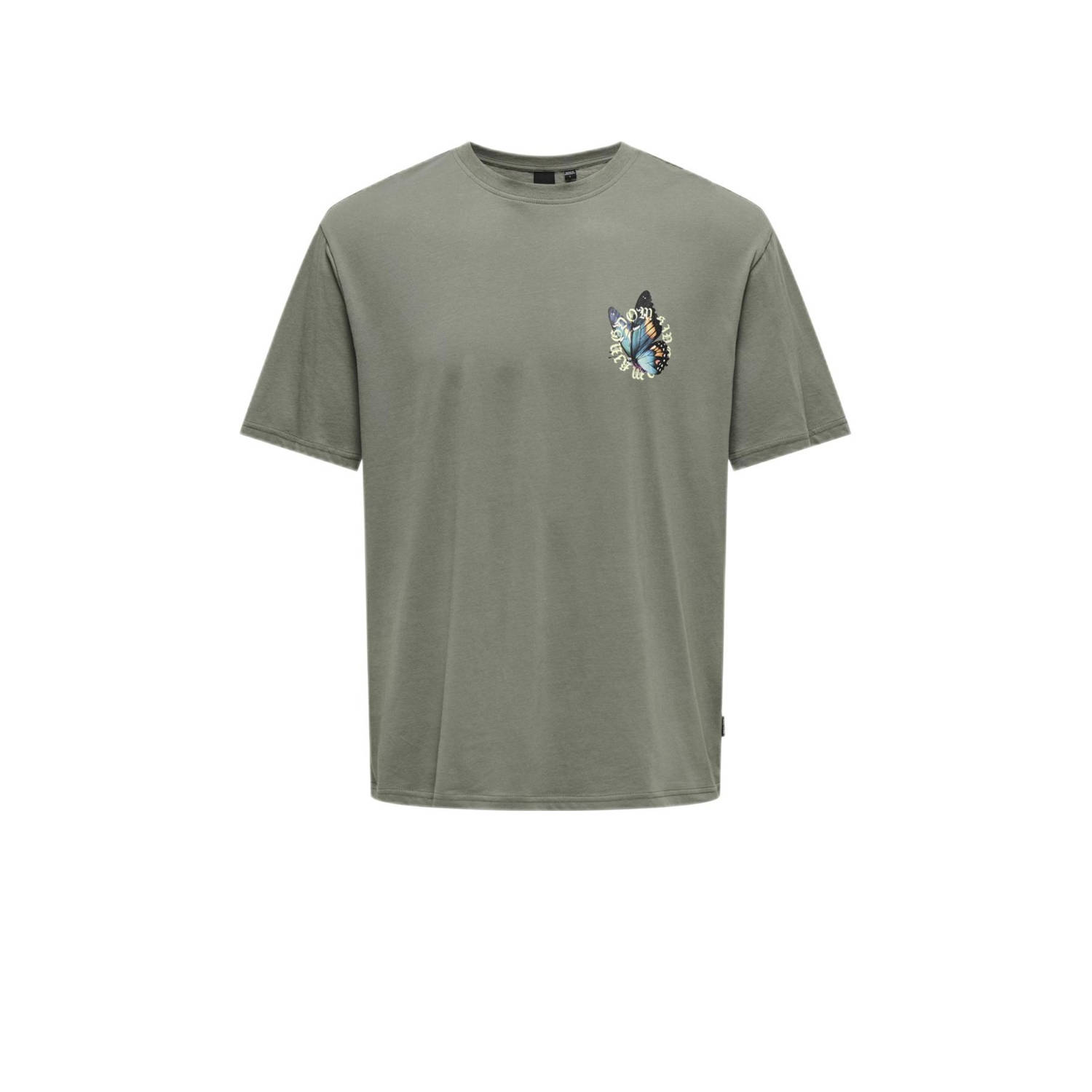 ONLY & SONS JUNIOR T-shirt grijsgroen