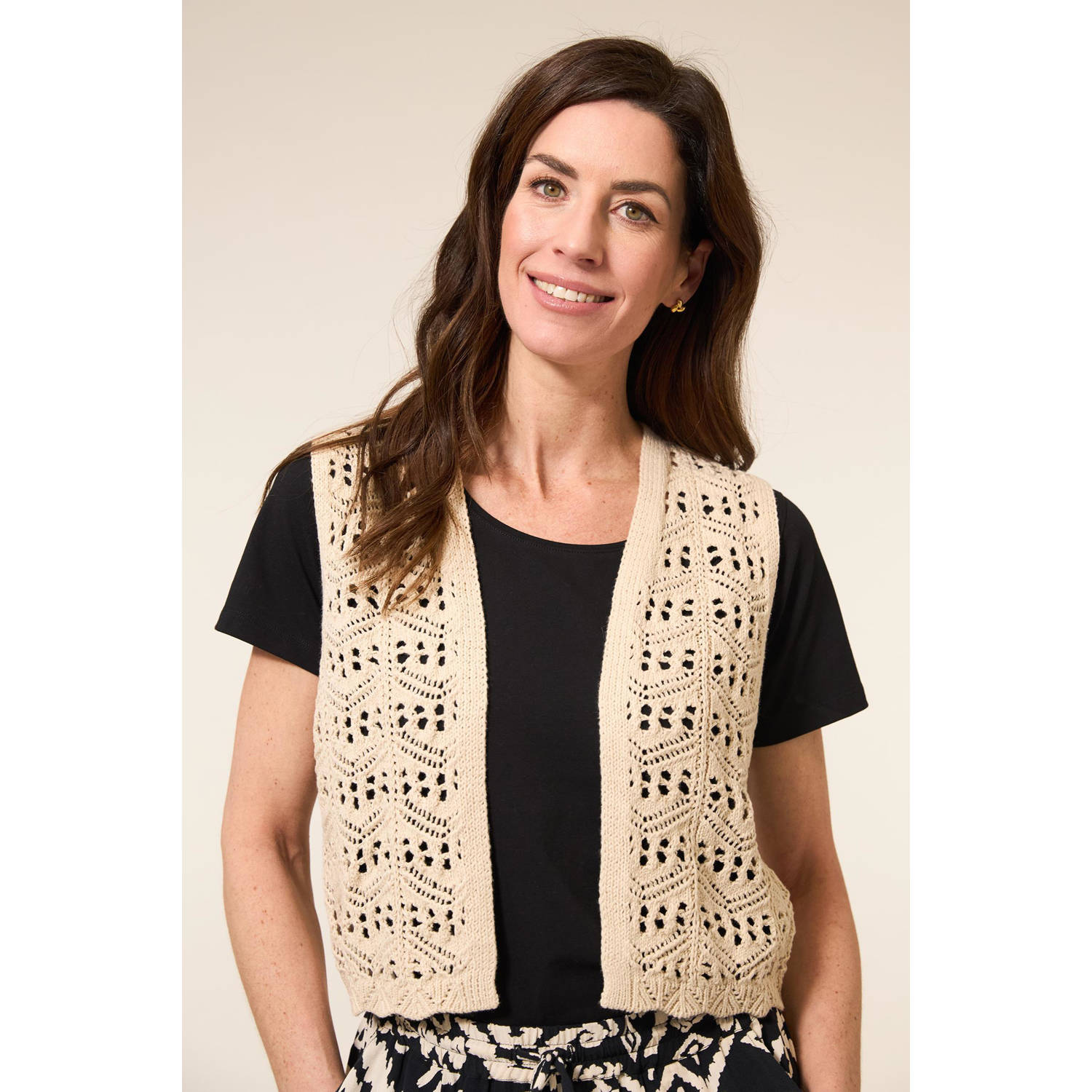 Miss Etam gilet zand crochet