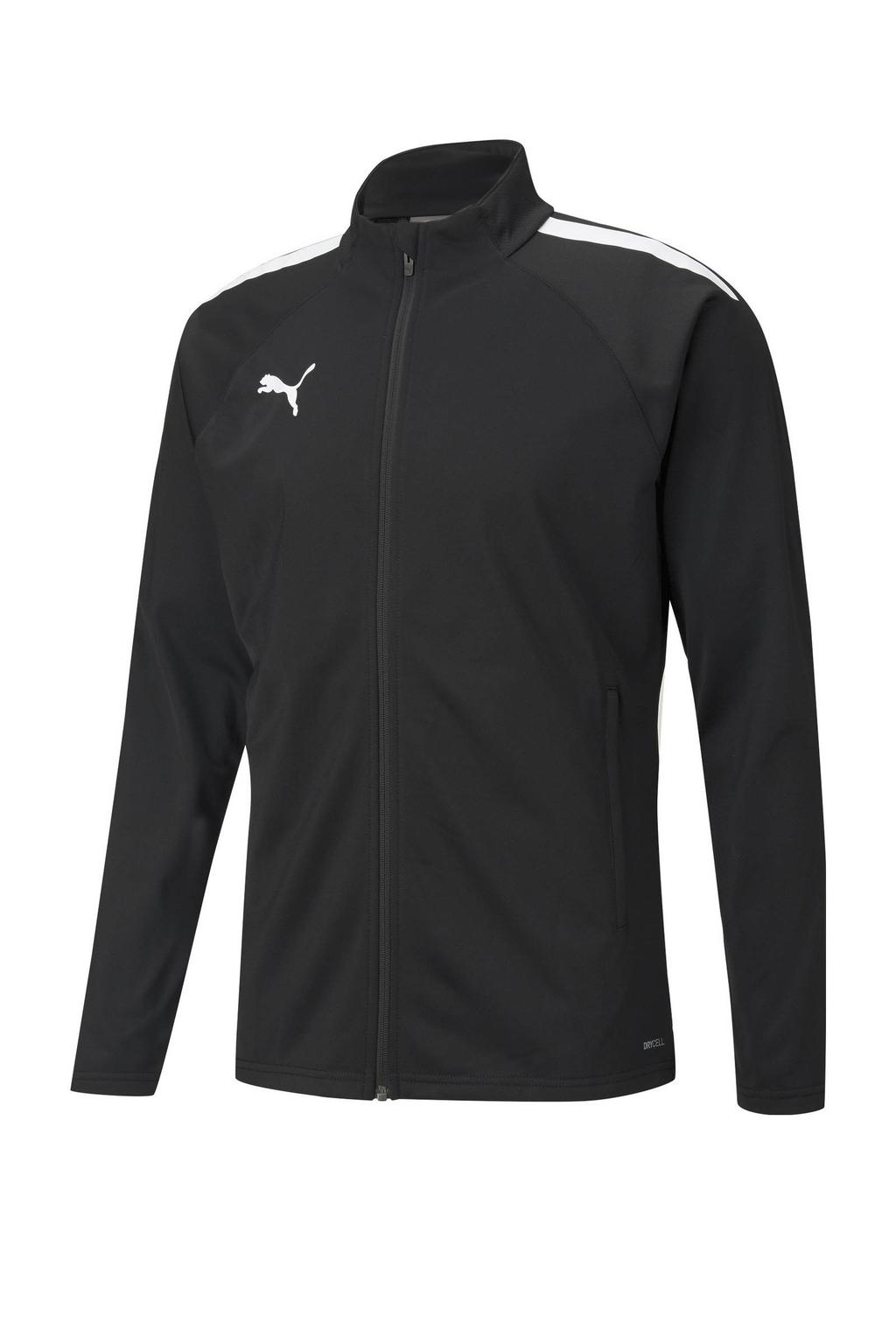 Zwarte heren Puma sportjack van polyester met lange mouwen en opstaande kraag