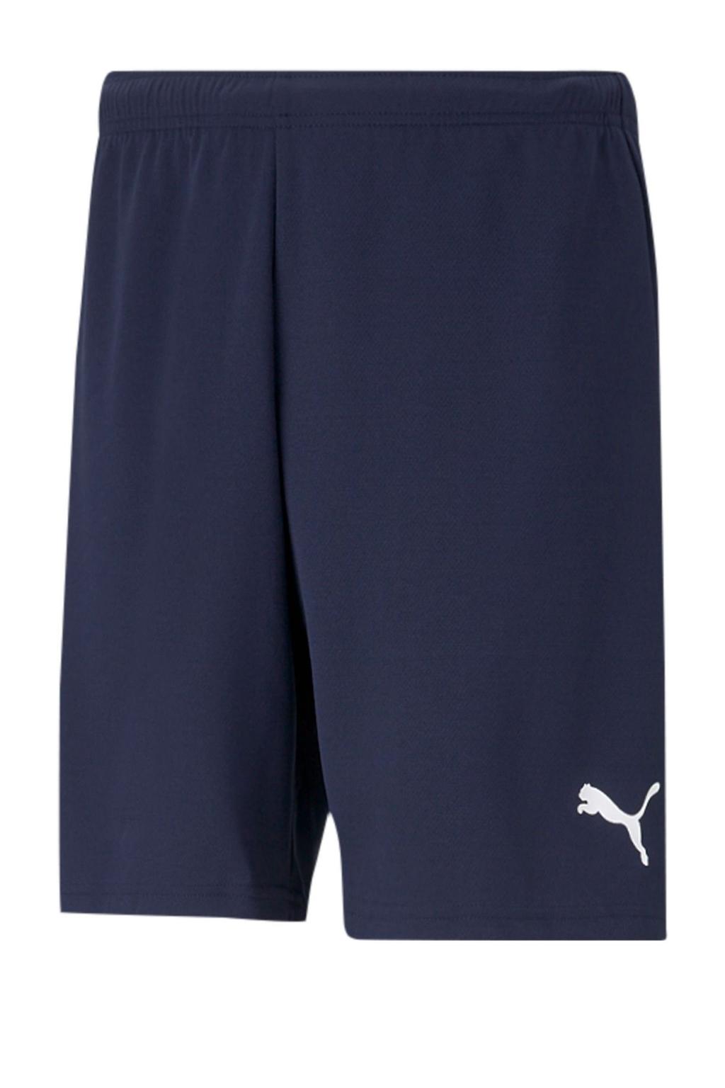 Donkerblauwe heren Puma sportshort teamRISE van polyester met effen