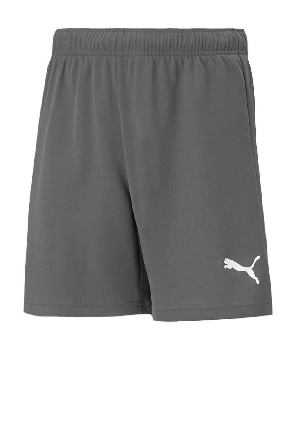 Grijze jongens en meisjes Puma Junior sportshort teamRISE van polyester met regular fit, regular waist en effen