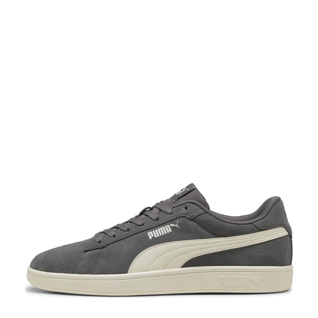 Grijs en witte unisex Puma Smash 3.0 sneakers van suède/voering: textiel/voetbed: textiel met veters
