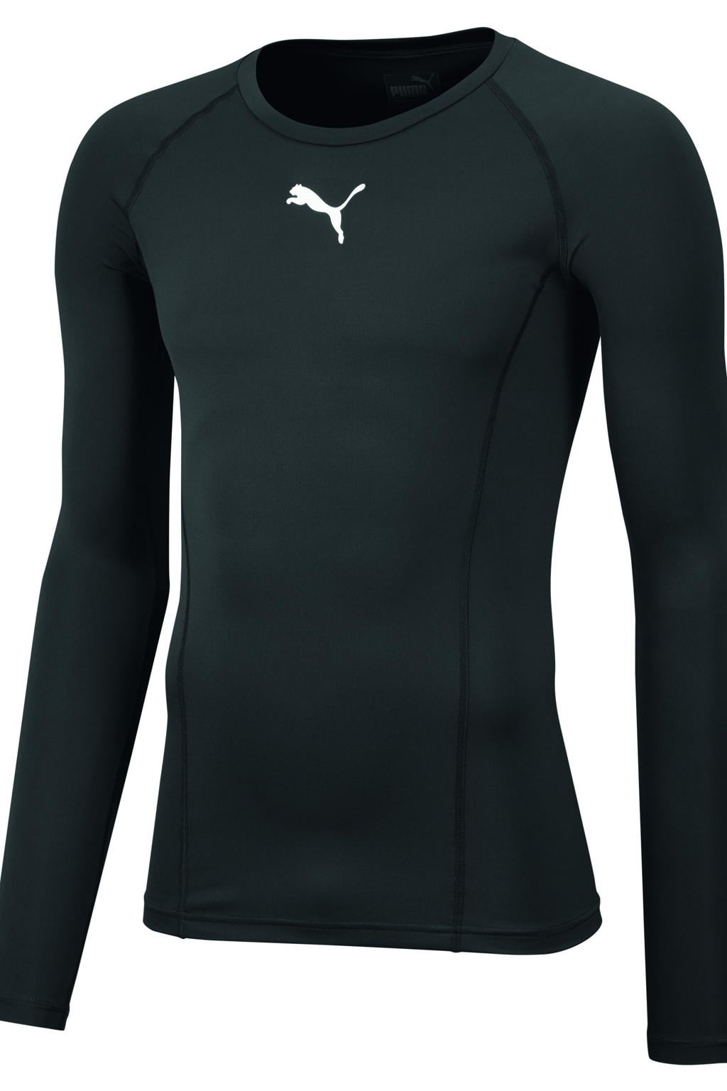 Zwarte jongens en meisjes Puma sportshirt van polyester met lange mouwen en ronde hals