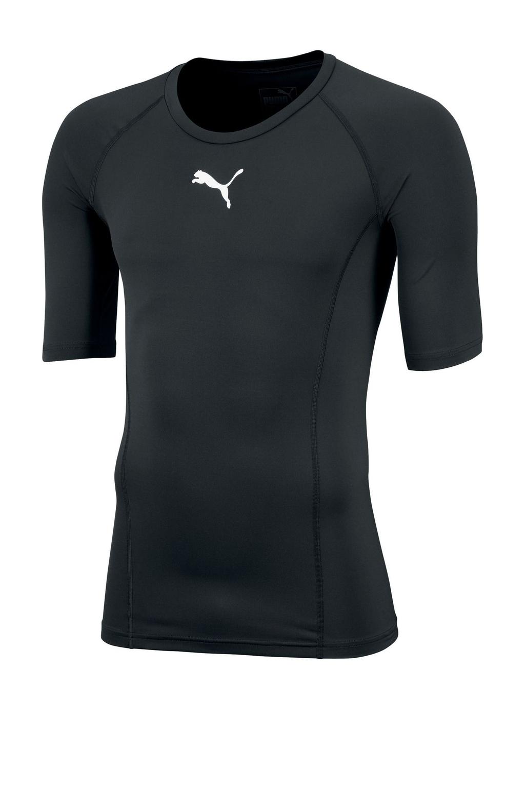 Zwarte heren Puma DryCELL sportshirt van polyester met printopdruk, korte mouwen en ronde hals