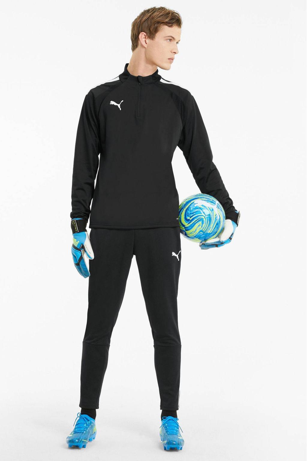 Zwarte heren Puma Senior teamLIGA trainingsbroek van polyester met regular fit, elastische tailleband met koord en logo dessin