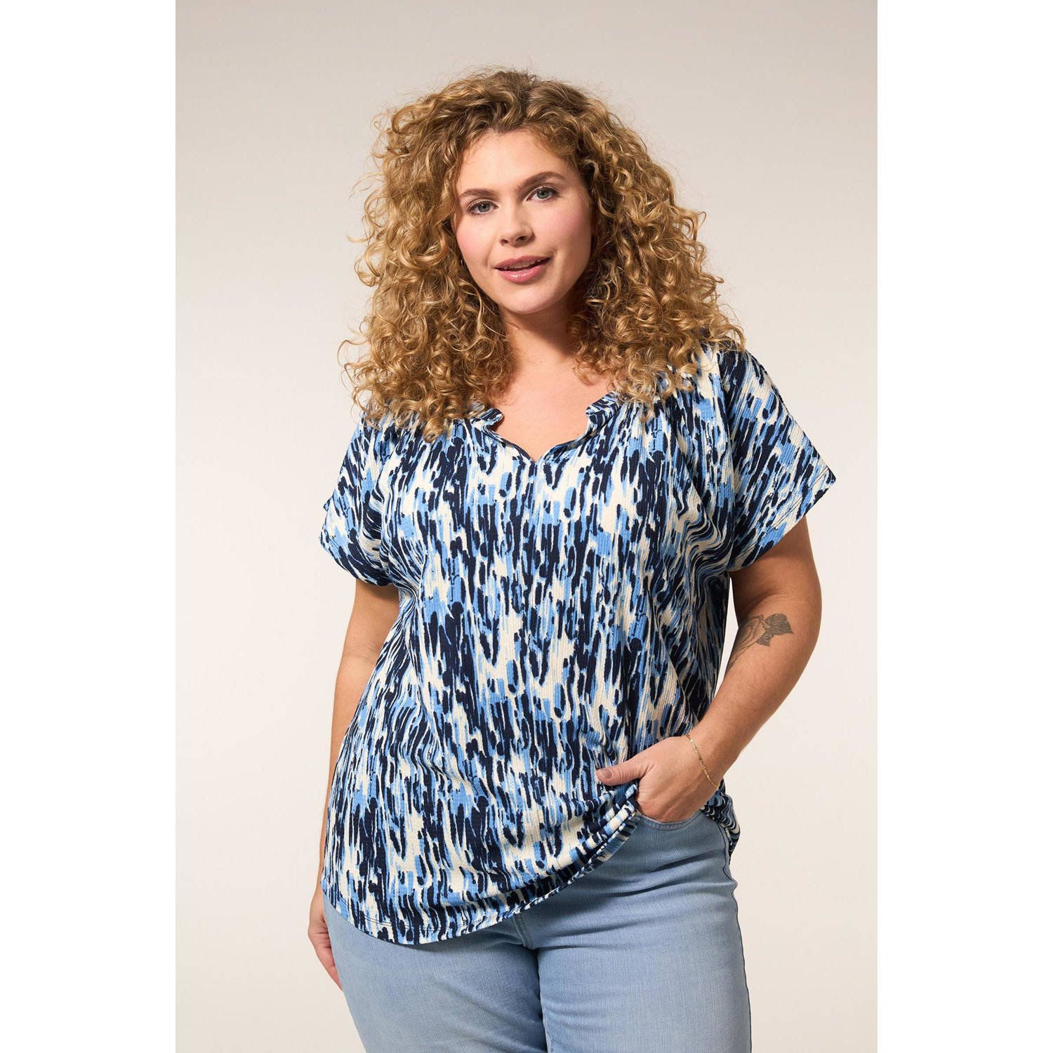 Miss Etam Plus blousetop blauw